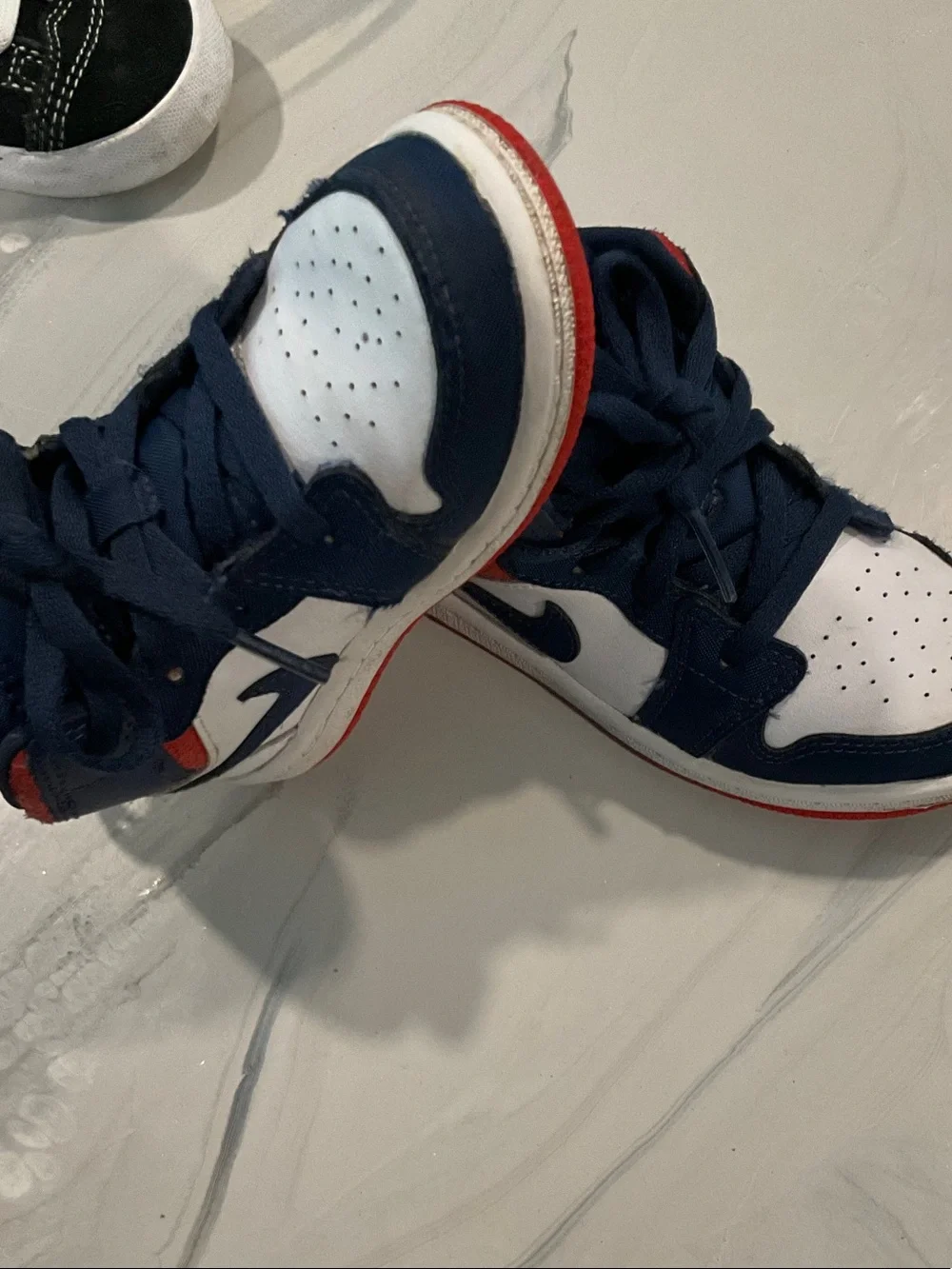 Jordan Kids Navy White Red High-Top Sneakers